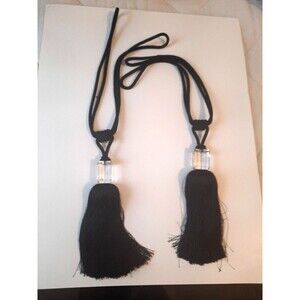 Black Tassels/ Tie Backs acrylic square Accent   (Set Of Two)